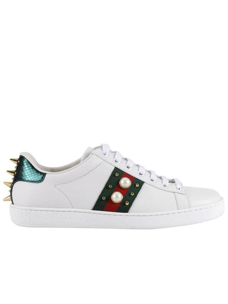 gucci ace embellished leather sneakers