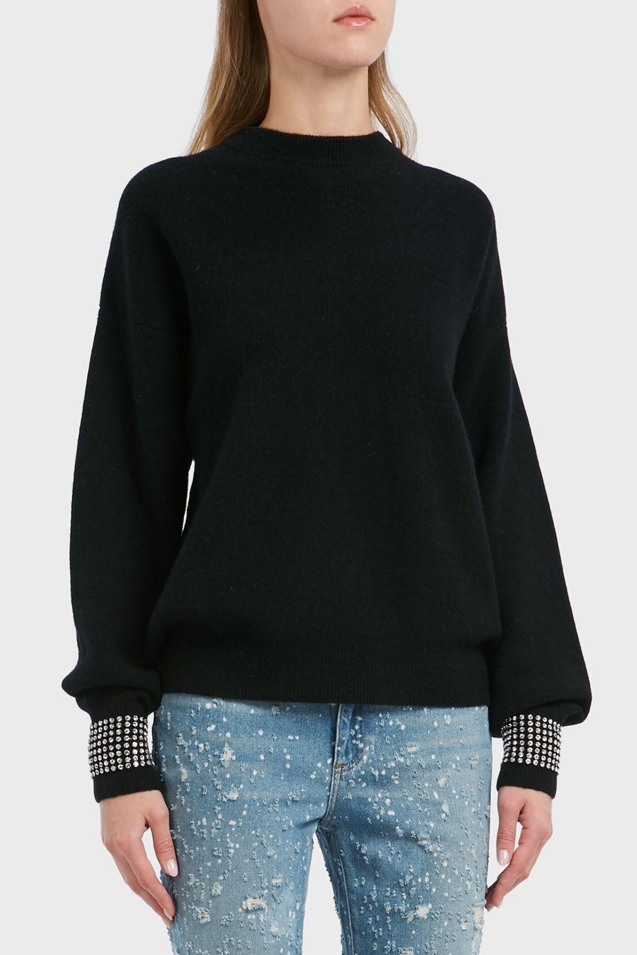 ALEXANDER WANG CRYSTAL TRIM WOOL-BLEND PULLOVER | ModeSens