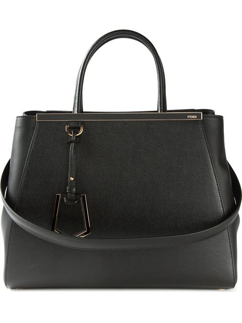 FENDI Black Leather '2Jours' Medium Shopper Tote | ModeSens