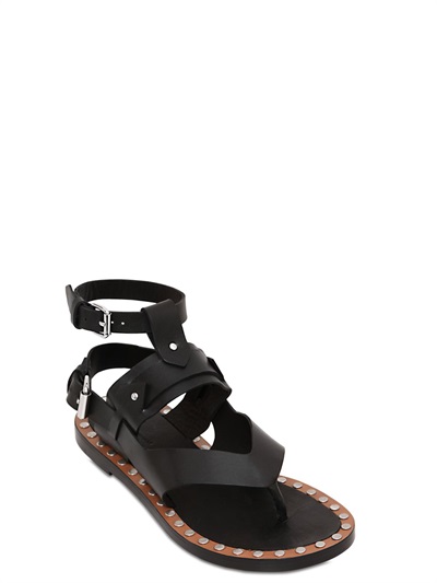 ISABEL MARANT Justy Studded Leather Sandals in Black | ModeSens