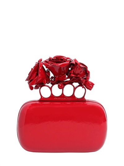 ALEXANDER MCQUEEN Roses Ornament Knuckle Box Clutch, Red | ModeSens