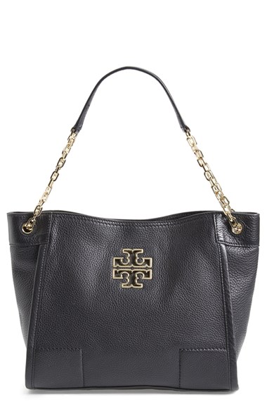 TORY BURCH 'BRITTEN' LEATHER CONVERTIBLE SHOULDER/CROSSBODY BAG, BLACK ...