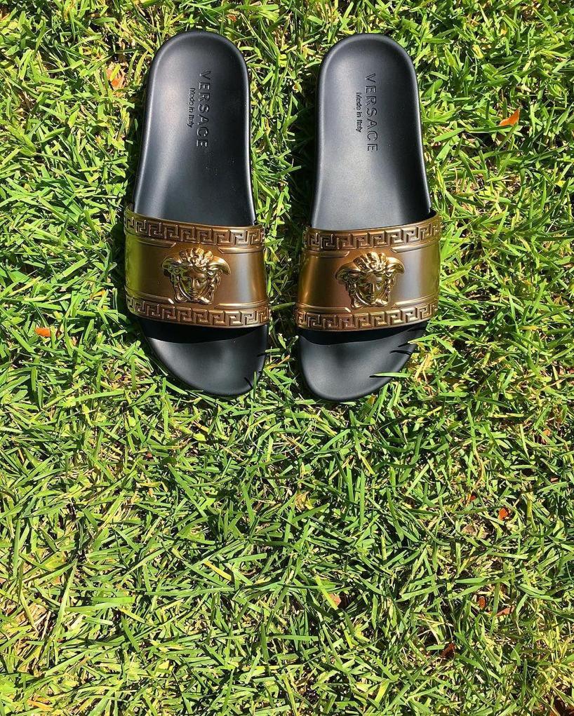 versace sandals gold