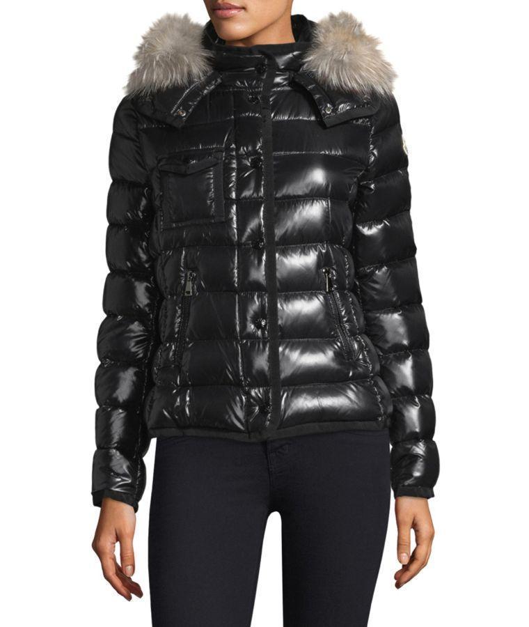 womens black moncler coat with fur hood