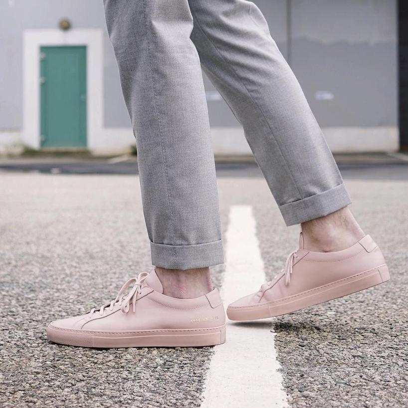 COMMON PROJECTS ORIGINAL ACHILLES LOW PINK LEATHER SNEAKERS, NATURAL ...