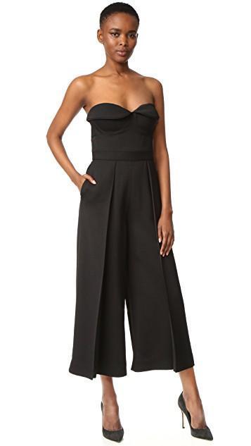 BRANDON MAXWELL STRAPLESS WIDE-LEG CROPPED JUMPSUIT, BLACK | ModeSens