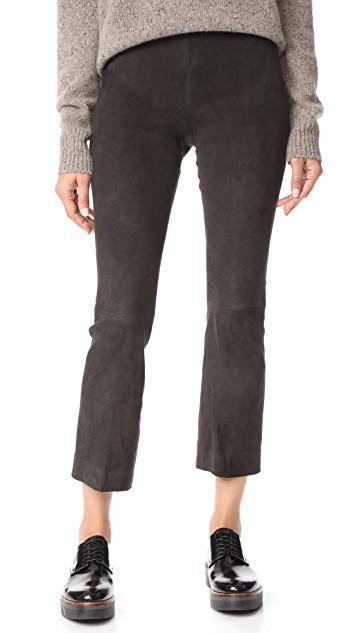 VINCE Stretch Suede Flare Pants in Graphite | ModeSens