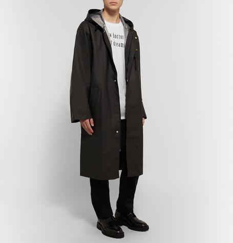 VETEMENTS OVERSIZED HOODED PRINTED COTTON-JERSEY COAT, BLACK | ModeSens